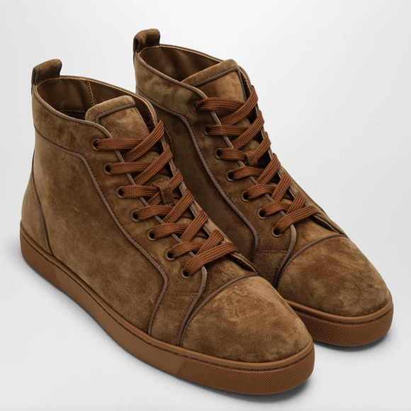Christian Louboutin Mens Louis Orlato Flat Rhea Brown High Top Sneakers 43 10 - Picture 3 of 11